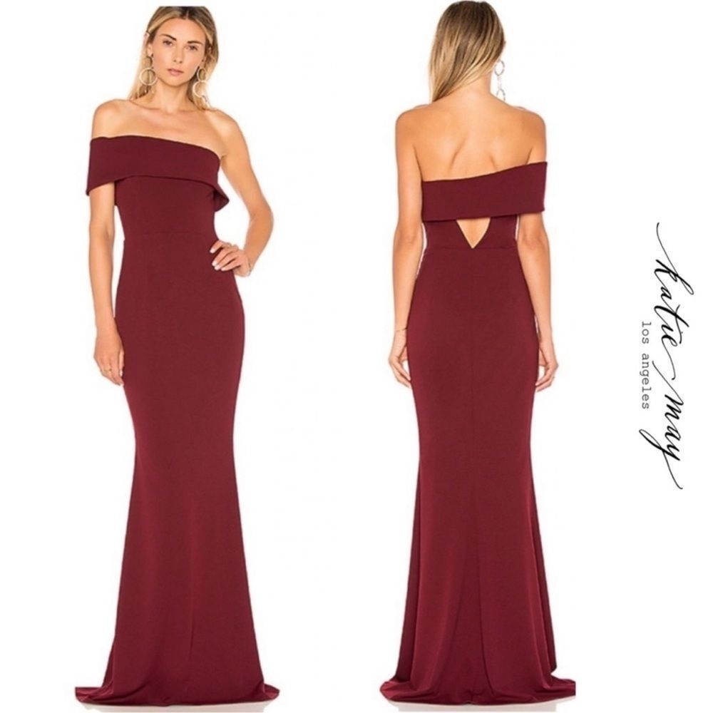 Katie May Bordeaux One Shoulder Cut Out Maxi Gown New Size 10